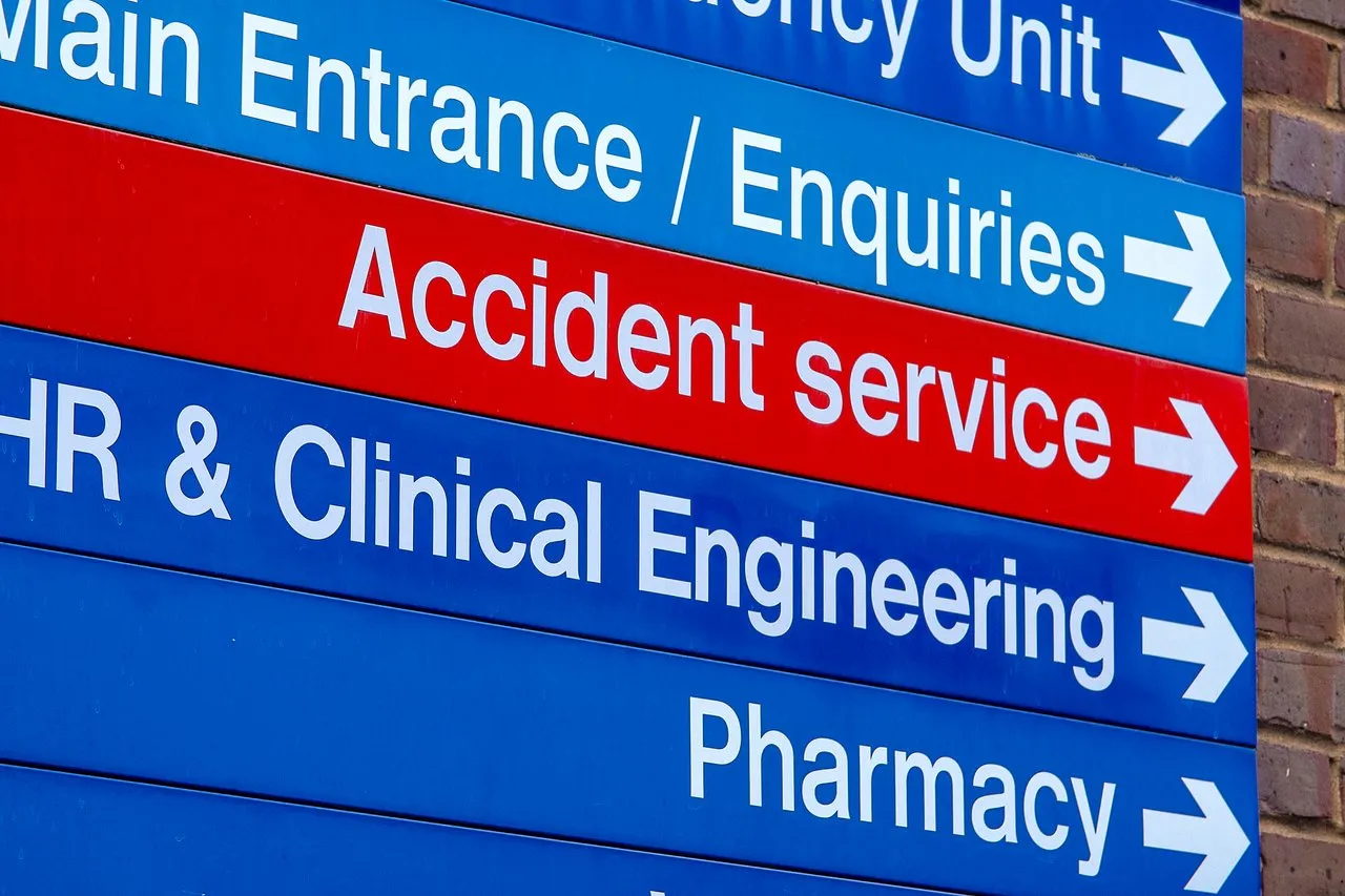 A signpost in a British hospital. 