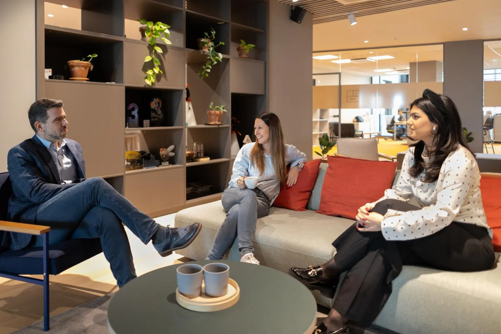 A group of people sitting on a couch