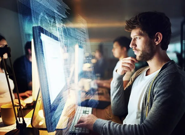 Person sitting in front of computer 