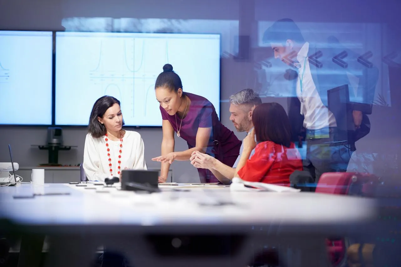 group of people in a meeting