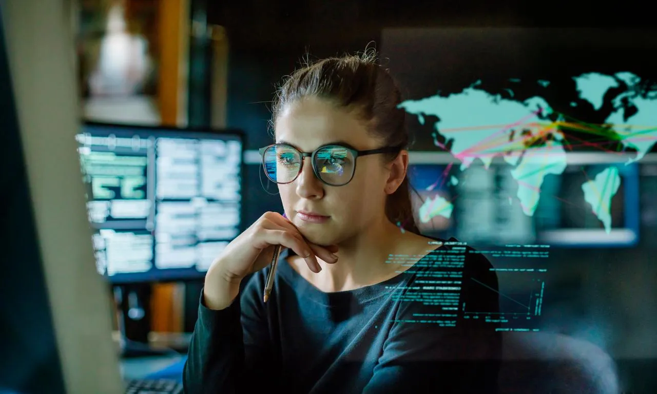 young woman reviewing data