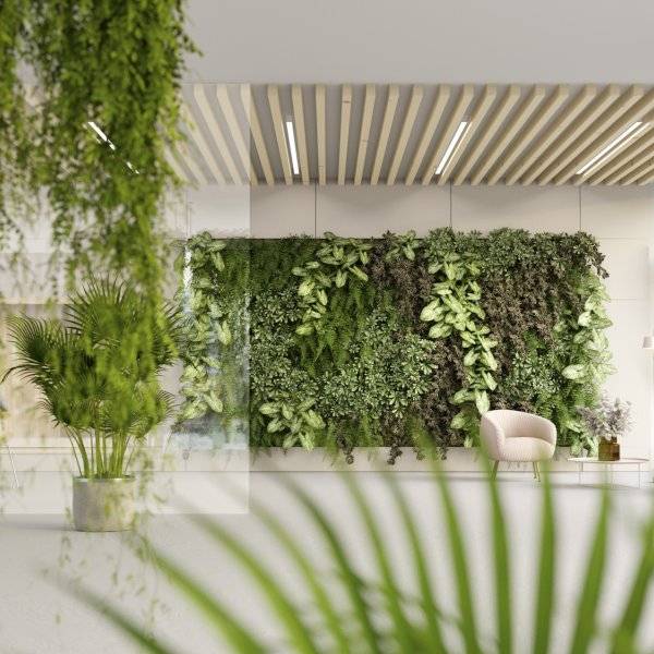symbolic picture for Zühlke's joining the UN Global Compact: office with plant walls